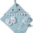 Baby Aspen Baby Shark Hooded Towel/Newborn Spa Bath Robe, Baby Beach Towel | Baby Bath Towel (Blue)
