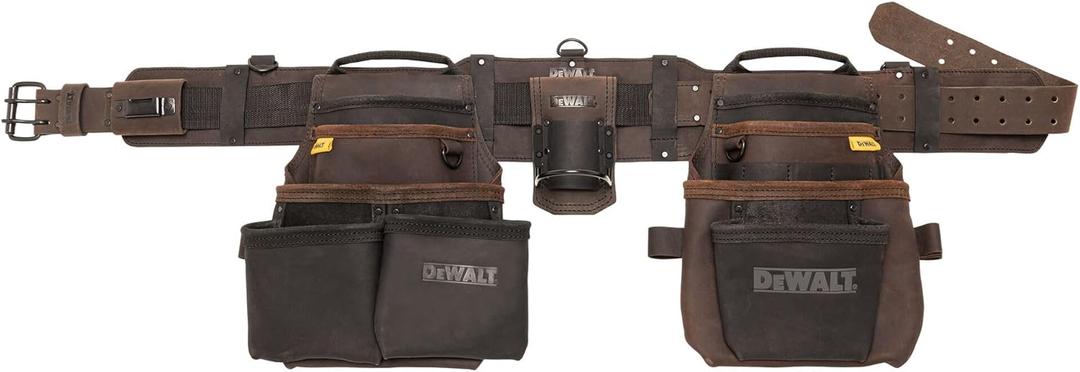 DEWALT Leather Tool Belt Organizer with 18 Pockets, Heavy Duty Construction (DWST550113) (One Size)