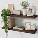 Marsmiles Wood Floating Shelves for Wall Set of 2, 24 Inch Wide Rustic Wooden Floating Shelves, Invisible Wall Mounted Display for Living Room Bedroom Kitchen Bathroom Office, Weathered
