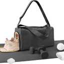 Small Gym Bag for Women with Shoes Compartment, Stylish Duffle Travel Bag for Plane, Lightweight Duffle Bag for Women & Men, Sport Gym Tote Bag with Wet Pocket for Yoga, Pilates, Swimming (Standard size, Black)
