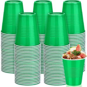 Kochorie 100 Pack Disposable Plastic Cups 12 Ounce Green Solo Cups Drinking Party Cups Bulk Party Cups for Christmas Halloween Wedding Birthday Parties, Picnics Events
