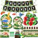 Reptile Birthday Party Decorations - 120PCS Snake Party Decorations for 20 Guests with Banner, Balloons, Hanging Swirls, Plates, Napkins, Forks, Tablecloths, Cake Topper, Cupcake Toppers