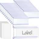 50 Pcs Clear Wire Shelf Label Holders with White Blank Labels, 3"x1.4" Reusable Price Label Holder, Plastic Shelf Tags for Retail Store Shelving Accessories, Supermarket & Warehouse Organization