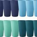 US Acrylic Newport 20 ounce Unbreakable Plastic Stackable Water Tumblers in 4 Coastal Colors | Set of 12 Drinking Cups | Reusable, BPA-free, Made in the USA, Top-rack Dishwasher and Microwave Safe