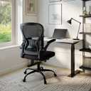 Youhauchair Mesh Office Chair, Ergonomic Home Office Desk Chairs with Flip-up Arms and Lumbar Support, Height Adjustable, Black