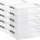 Citylife 10 PCS Plastic Storage Bins with Latching Lids Portable Project Case Clear File Box Stackable Storage Containers for Organizing A4 Paper, Photo, Document, Scrapbook (5QT)