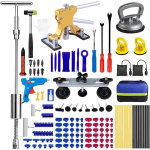 Car Dent Puller Kit, Professional Car Paintless Dent Removal Kit Tools, Slide Hammer 2 in 1 T-Bar, Suction Cup, Adjustable Dent Lifter, Bridge Puller for Auto Body SUV Dings Damage DIY Removal