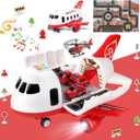 Dwi Dowellin Airplane Toys with Fire Truck Cars Toy Set and Play Mat, Plane with Light Up and Sounds, Birthday Gift for 3 4 5 6 Years Old Kids Boys Girls(Medium)