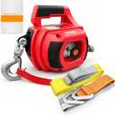 1000LBS Portable Handheld Drill Winch w/D-Ring Strap & Tow Straps, 1000LBS+2Straps