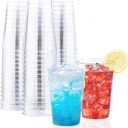 BYSNOW 100 Pack 12 oz Clear Plastic Cups, Disposable Wine Cups for Cocktail Party, Polystyrene Hard Plastic Cup with Higher Heat Resistance(12oz 100count)