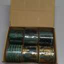 HUIHUANG Christmas Ribbon Wired Green Velvet Christmas Tree Ribbon Green and Gold Wired Ribbons for X-mas Tree, Wreath, Garland, Bows, Home Decor (2-1/2" X 6 Rolls, 36 Yds Total)