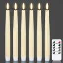 GenSwin Flameless Taper Candles with Remote, Ivory LED Taper Candles Battery Operated, Real Wax Flameless Candlesticks with 3D Wick for Home Halloween Christmas Decor(Set of 6, 0.78 x 9.84)