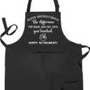 Retirement Gifts for Women Men Aprons with Pockets,Happy Retirement Apron,Best Retirement Gifts