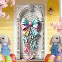 3 x Nuxovilar Pastel Bow Easter Door Cover 35x71 Inches Polyester