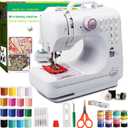 Beginner Sewing Machine for Home Crafting & Mending, 12 Multi-Function Stitches, 2-Speed Foot Pedal, Clear LED Light, 32-Color Thread Pack, Must-Have Sewing Supplies, Sewing Machine Table Fit