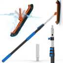 16FT Swimming Pool Pole with Brush, Upgraded Pool Pole Telescopic 16ft Heavy Duty with 19" Pool Brush Head, Adjustable Length 4 to 16 Feet, Universal Pole for Skimmer Net, Brush, Vacuum Head