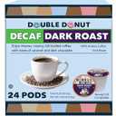 Double Donut Coffee Decaf Dark Roast Coffee Pods, Extra Bold Blend Coffee, Single Serve Coffee For Keurig K Cups Machines, Decaf Dark Roast Coffee in Recyclable Pods, 24 Count (EXP 09/01/26)
