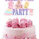 Pastel Sleepover Party Cake Topper Pink and Purple Tent Makeup Cake Decoration for Girls Women Birthday Pajama Party Bachelorette Parties Supplies