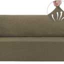 Asnomy Couch Covers for 3 Cushion Couch Stretch Sofa Covers Slipcovers, Pet Protector Furniture Covers for Dogs Cats Spandex Jacquard Fabric Small Checks（X-Large，Khaki）