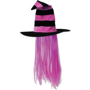 Beistle Witch Hat w/Hot Pink Hair
