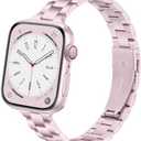 Lenrao Thin Stainless Steel Bands Compatible with Apple Watch 38mm 40mm 41mm 42mm 44mm 45mm 46mm for Women, Metal Straps for iWatch Series 10 9 8 7 6 5 4 3 2 1 SE