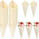 IMIKEYA Disposable Wood Cones: 100 Pcs Food Cones Wood Tasting Cones Disposable Ice Cream Holders for Drinks Wedding Birthday Party Supplies