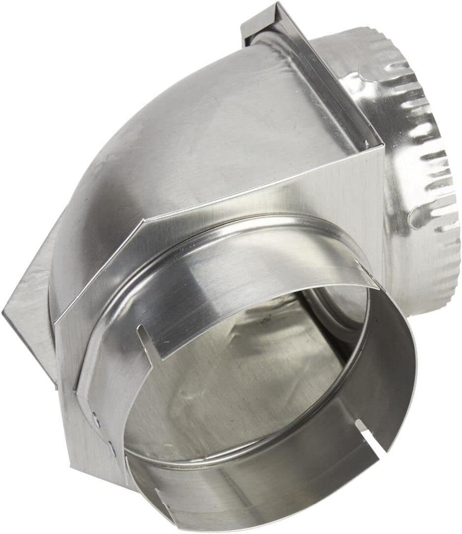 Whirlpool 4396006RW Genuine OEM Dryer Vent Elbow Connector, 90-Degree Close-Turn Space-Saver, 4-Inch Diameter, Aluminum Dryer Accessory (Replaces 4396006)