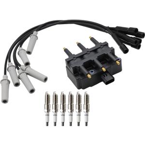 UF305 Ignition Coil 6 PCS of Spark Plugs and Wire Set Compatible with Town & Country Voyager Pacifica Caravan Grand Caravan 2001-2010 3.3L 3.8L V6 Replacement for 27703 6716137 56029098AA