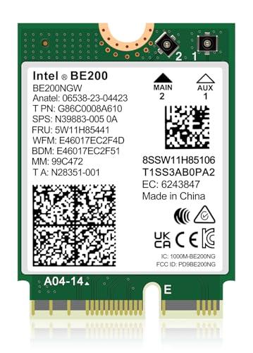 WiFi 7 Wireless Card Intel BE200 NGW, Bluetooth 5.4, 5800Mbps M.2/NGFF Network Support Windows 10/11 (64bit), Linux, Not Support AMD, Only Supports Intel 12th Generation and Above CPUs.