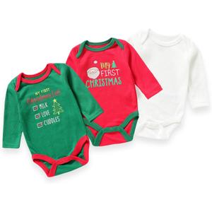 Unisex Baby Bodysuits Multipacks  Super Soft Cotton One-Piece Undershirt for Newborns and Infants (0-24 Months) (6-9 Months, Santa Claus + Christmas Tree)