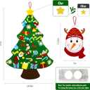 2 x Flechllary 3ft DIY Felt Christmas Tree for Toddlers, Set Plus Snowman Advent Calendar with 33 Removable Ornaments, Wall Hanging Xmas Gift for Kids with String Lights (Batteries Not Included)