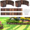Suzile 4 Pcs Wooden Garden Edging Border 4 x 30 Inch Wood Landscape Edging with Gloves 10ft Flexible Bed Grass Weed Barrier for Decorative Lawn Yard Patio Driveway Pathway Tree Fences
