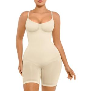 Slimers Body Shaper for Women Tummy Control U Plunge Backless Full Body Shapewear Mid Thigh Mesh strapless Bodysuit Top (X-Large-XX-Large)
