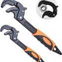 2 Pack Adjustable Wrench Quick Multi-function Self-Adjusting Spanner Power Grip Pipe Wrench 0.6-2.4/14mm-60mm