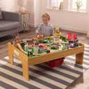 KidKraft Adventure Town Railway Wooden Train Set & Table with EZ Kraft Assembly with 120 Accessories and Storage Bins, Gift for Ages 3+, 43.5" x 31" x 21.1"
