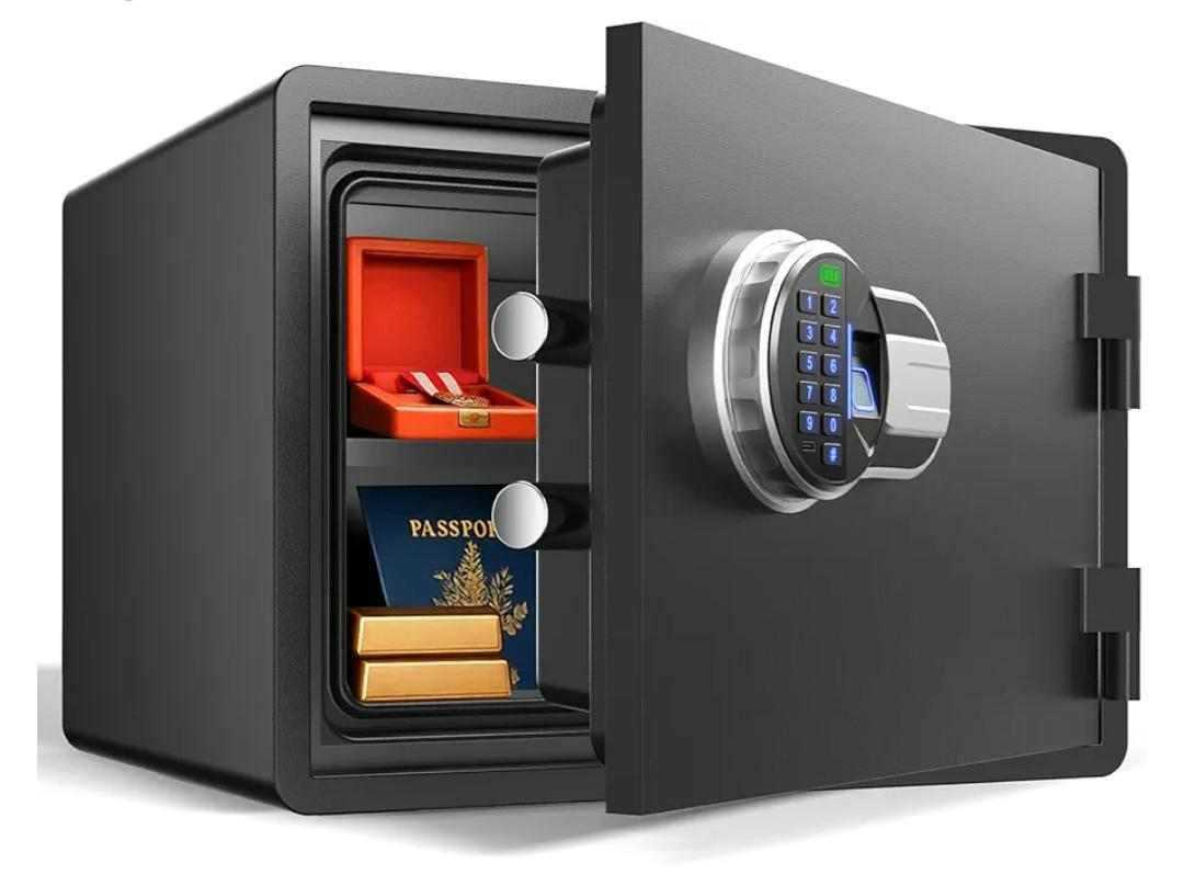 Fireproof and Waterproof Biometric Safe Weighs 62 lbs,1.5 cu.ft. Fire Proof Box for Home, Office, Lock Box, Cabinet with Fingerprint, Silent mode, Anti-Theft