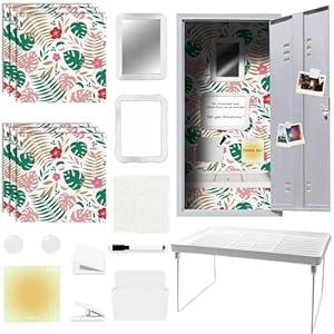 17Pcs Locker Set with Magnetic Accessories, Whiteboard, Shelf, Mirror, Rug & More for School Lockers, Tropical 17Pcs Locker Set with Magnetic Accessories, Whiteboard, Shelf, Mirror, Rug & More for School Lockers, Tropical