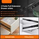 18 inch Drawer Slides 4 Pairs (8pcs) 3 fold Full Extension Side Mount Cabinet Drawer Glides 18" Black Cabinet Rails for Dresser, Cabinet, Kitchen,Trash Can, Wardrobe 100 LB Capacity