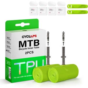 2 Pack TPU 29"/27.5"/26" Tubes 29/27.5/26 inch x 1.9-2.5 Inner Tubes, 1.77"/45mm Metal Presta Valve with Removable Core
