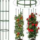 Round Heavy Duty Tomato Cage - 55 Inch Steel Core Plastic Coated Garden Trellis, 4-Post Rustproof Plant Support for Tomato/Cucumber/Beans, No Tools Snap Assembly, Spare Parts i kmp0pp00