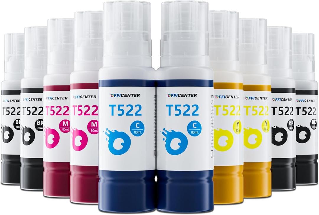 10 Bottles 522 Ink Refill Bottles for Ecotank ET-2800 ET-2720 ET-2803 ET-4700 ET-4800 ET-4810 ET-2400 ET-2840 Printer (Not Sublimation Ink)