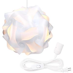 kwmobile Hanging Puzzle Lamp Kit - 15.7" (40cm) Modern Ceiling Pendant Light with 30-Piece Shade to Assemble and 15ft Plug-in Power Cord - Size XL