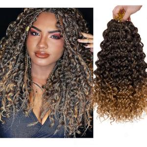 8 Packs Curly Crochet Hair GoGo Curl Crochet hair for Women Deep Wave Braiding hair,Synthetic Bohemian Crochet Braid Water Wave Crochet hair Extensions (1B/27, 12inch)