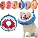 BEAUTYZOO Dog Cone Alternative After Surgery for Large Medium Small Dogs, Soft Inflatable Cone Collar for Dogs Cats, Pet Neck Donut E Collar Dog Recovery Collars to Stop Licking, Shark Blue, L