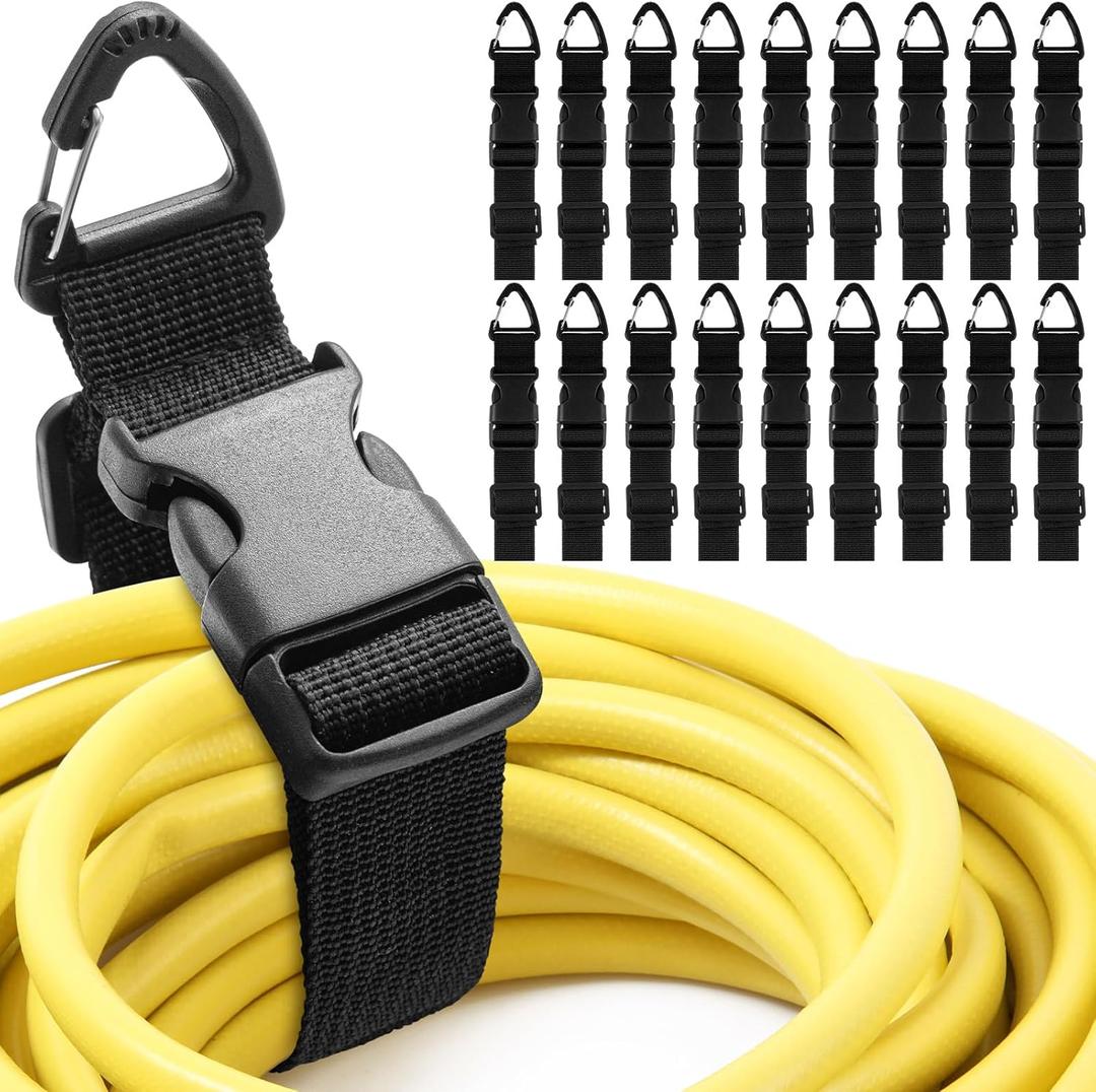 18 Pack 17 Inch Adjustable Extension Cord Holder Organizer with Triangle Clips for Garage Organization and Storage Heavy Duty Extension Cord Hanger for Men Workshop (Black)