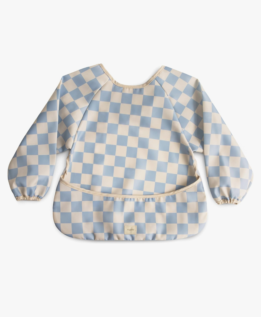 Mushie Long Sleeve Baby Bib | Water Resistant Adjustable Fit for Ages 6-24 Months