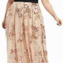 Hiuwa Women Plus Size Floral Sequined Maxi Dress Women Deep V Neck Short Sleeve Ladies Dresses Elegant Evening Party Dress