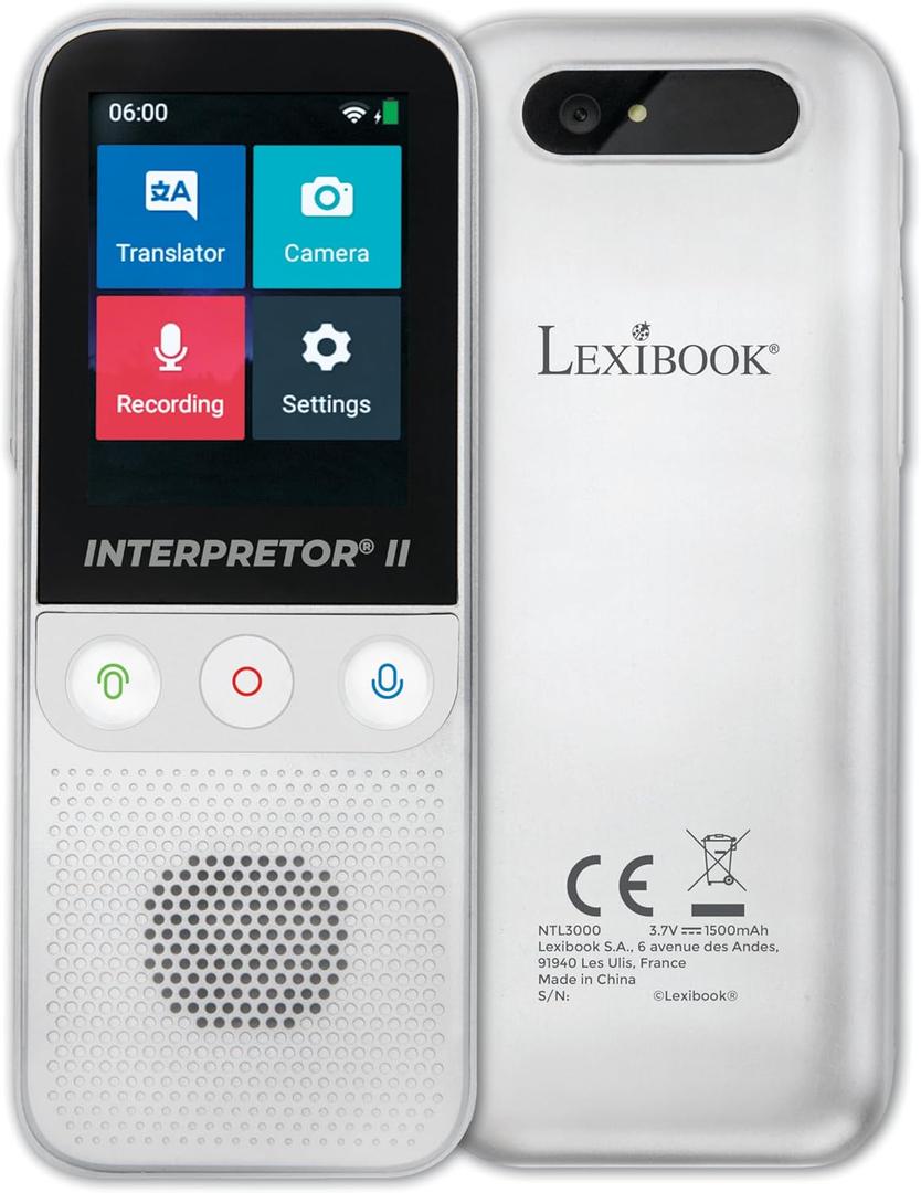 LEXiBOOK NTL3000 Interpretor 2-137 Languages Instant Voice, Photo, Memo Translation, Multilingual Portable Speaking, Earphones Jack, Wi-Fi and Offline
