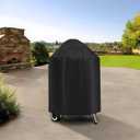 SunPatio Grill Cover Compatible with Weber, Big Green Egg, Char-Broil 22 Inch Charcoal Kettle Grills, Outdoor Waterproof BBQ Grill Cover, Compared to Weber 7150, 27.7" Dia x 38" H
