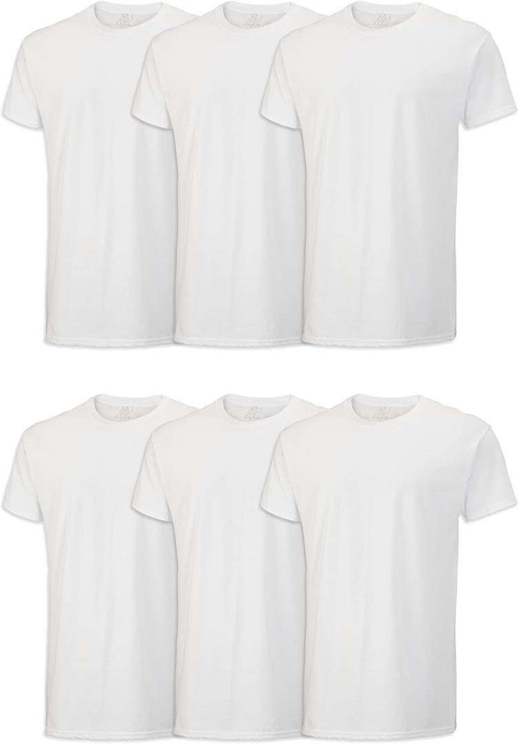 Fruit of The Loom Men's Crew Tee Undershirts, Moisture Wicking & Tag Free (X-Large, White - 6 Pack)